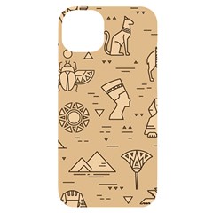 Egyptian Seamless Pattern Symbols Landmarks Signs Egypt Iphone 14 Plus Black Uv Print Case by Bedest