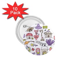 Fantasy Things Doodle Style Vector Illustration 1 75  Buttons (10 Pack) by Bedest