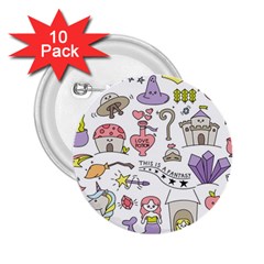 Fantasy Things Doodle Style Vector Illustration 2 25  Buttons (10 Pack)  by Bedest