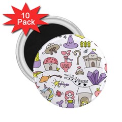 Fantasy Things Doodle Style Vector Illustration 2 25  Magnets (10 Pack)  by Bedest