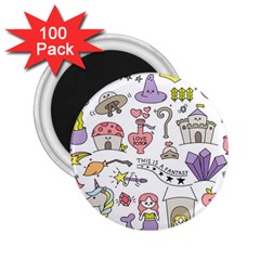 Fantasy Things Doodle Style Vector Illustration 2 25  Magnets (100 Pack)  by Bedest