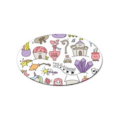 Fantasy Things Doodle Style Vector Illustration Sticker (oval) by Bedest