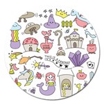 Fantasy Things Doodle Style Vector Illustration Magnet 5  (Round) Front