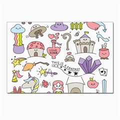 Fantasy Things Doodle Style Vector Illustration Postcard 4 x 6  (pkg Of 10) by Bedest