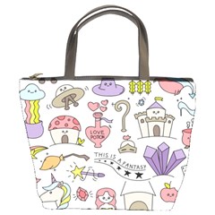 Fantasy Things Doodle Style Vector Illustration Bucket Bag by Bedest