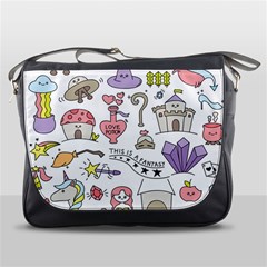 Fantasy Things Doodle Style Vector Illustration Messenger Bag by Bedest