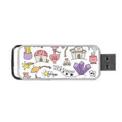 Fantasy Things Doodle Style Vector Illustration Portable Usb Flash (one Side) by Bedest