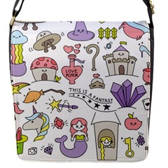 Fantasy Things Doodle Style Vector Illustration Flap Closure Messenger Bag (s) by Bedest