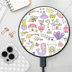 Fantasy Things Doodle Style Vector Illustration Wireless Fast Charger(black) by Bedest