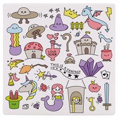 Fantasy Things Doodle Style Vector Illustration Uv Print Square Tile Coaster  by Bedest