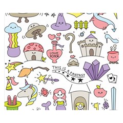 Fantasy Things Doodle Style Vector Illustration Premium Plush Fleece Blanket (small) by Bedest