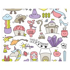 Fantasy Things Doodle Style Vector Illustration Premium Plush Fleece Blanket (medium) by Bedest