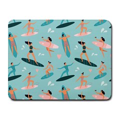 Beach Surfing Surfers With Surfboards Surfer Rides Wave Summer Outdoors Surfboards Seamless Pattern Small Mousepad by Bedest