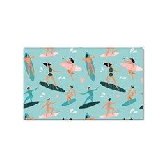 Beach Surfing Surfers With Surfboards Surfer Rides Wave Summer Outdoors Surfboards Seamless Pattern Sticker Rectangular (100 Pack)