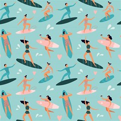 Beach Surfing Surfers With Surfboards Surfer Rides Wave Summer Outdoors Surfboards Seamless Pattern Play Mat (square) by Bedest