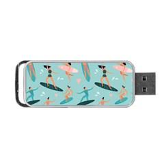 Beach Surfing Surfers With Surfboards Surfer Rides Wave Summer Outdoors Surfboards Seamless Pattern Portable Usb Flash (one Side) by Bedest