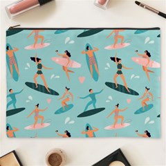 Beach Surfing Surfers With Surfboards Surfer Rides Wave Summer Outdoors Surfboards Seamless Pattern Cosmetic Bag (xxxl) by Bedest