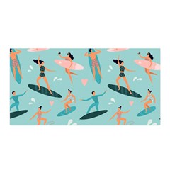 Beach Surfing Surfers With Surfboards Surfer Rides Wave Summer Outdoors Surfboards Seamless Pattern Satin Wrap 35  X 70  by Bedest