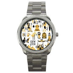 Egypt Symbols Decorative Icons Set Sport Metal Watch by Bedest