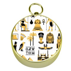 Egypt Symbols Decorative Icons Set Gold Compasses by Bedest