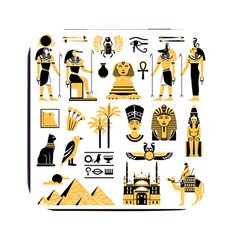 Egypt Symbols Decorative Icons Set Square Metal Box (black) by Bedest