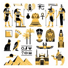 Egypt Symbols Decorative Icons Set Wooden Puzzle Square by Bedest