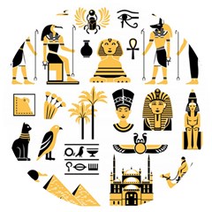 Egypt Symbols Decorative Icons Set Wooden Puzzle Round by Bedest