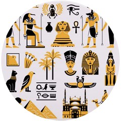 Egypt Symbols Decorative Icons Set Uv Print Round Tile Coaster by Bedest