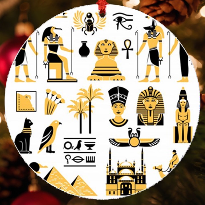 Egypt Symbols Decorative Icons Set UV Print Acrylic Ornament Round