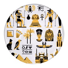 Egypt Symbols Decorative Icons Set Round Glass Fridge Magnet (4 Pack) by Bedest