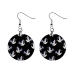 Crane Pattern Mini Button Earrings Front