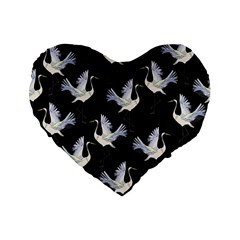 Crane Pattern Standard 16  Premium Flano Heart Shape Cushions by Bedest