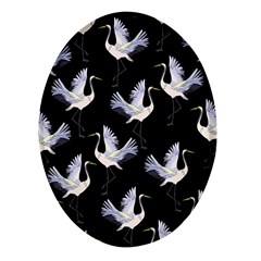 Crane Pattern Oval Glass Fridge Magnet (4 Pack)