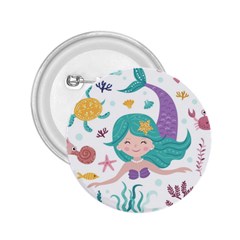 Set Cute Mermaid Seaweeds Marine In Habitants 2.25  Buttons