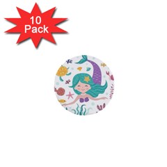 Set Cute Mermaid Seaweeds Marine In Habitants 1  Mini Buttons (10 pack) 