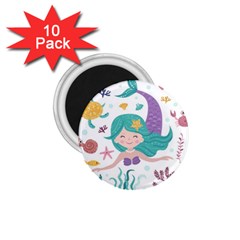 Set Cute Mermaid Seaweeds Marine In Habitants 1.75  Magnets (10 pack) 