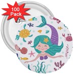 Set Cute Mermaid Seaweeds Marine In Habitants 3  Buttons (100 pack)  Front