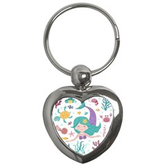 Set Cute Mermaid Seaweeds Marine In Habitants Key Chain (heart) by Bedest