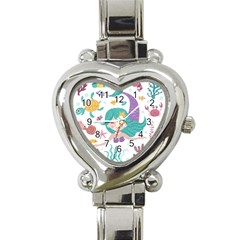 Set Cute Mermaid Seaweeds Marine In Habitants Heart Italian Charm Watch by Bedest