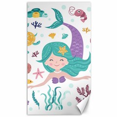 Set Cute Mermaid Seaweeds Marine In Habitants Canvas 40  x 72 