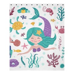 Set Cute Mermaid Seaweeds Marine In Habitants Shower Curtain 60  X 72  (medium) 