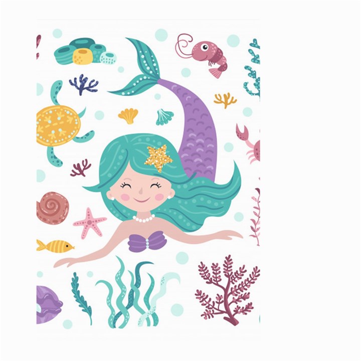 Set Cute Mermaid Seaweeds Marine In Habitants Small Garden Flag (Two Sides)