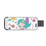 Set Cute Mermaid Seaweeds Marine In Habitants Portable USB Flash (Two Sides) Back