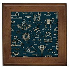 Dark Seamless Pattern Symbols Landmarks Sign Egypt Framed Tile by Bedest