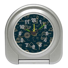 Dark Seamless Pattern Symbols Landmarks Sign Egypt Travel Alarm Clock by Bedest