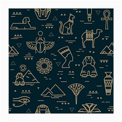 Dark Seamless Pattern Symbols Landmarks Sign Egypt Medium Glasses Cloth (2 Sides) by Bedest