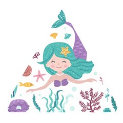 Set Cute Mermaid Seaweeds Marine In Habitants Wooden Puzzle Triangle by Bedest