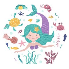 Set Cute Mermaid Seaweeds Marine In Habitants Wooden Puzzle Hexagon by Bedest