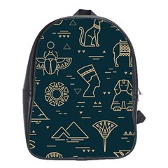 Dark Seamless Pattern Symbols Landmarks Sign Egypt School Bag (xl) by Bedest