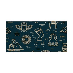 Dark Seamless Pattern Symbols Landmarks Sign Egypt Yoga Headband by Bedest